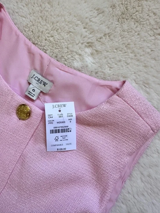 J. Crew Light Pink Sleeveless Shift Dress with Gold Button Size 6 - Picture 3 of 11